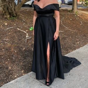 Long Black off shoulder evening gown